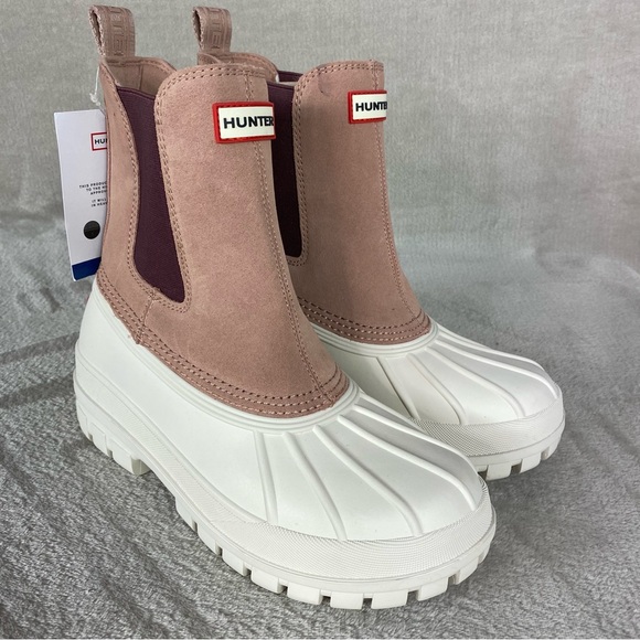 Hunter Sutton Boots Womens Size 10 Pink Insulated Chelsea Duck Snow Waterproof - Picture 1 of 13